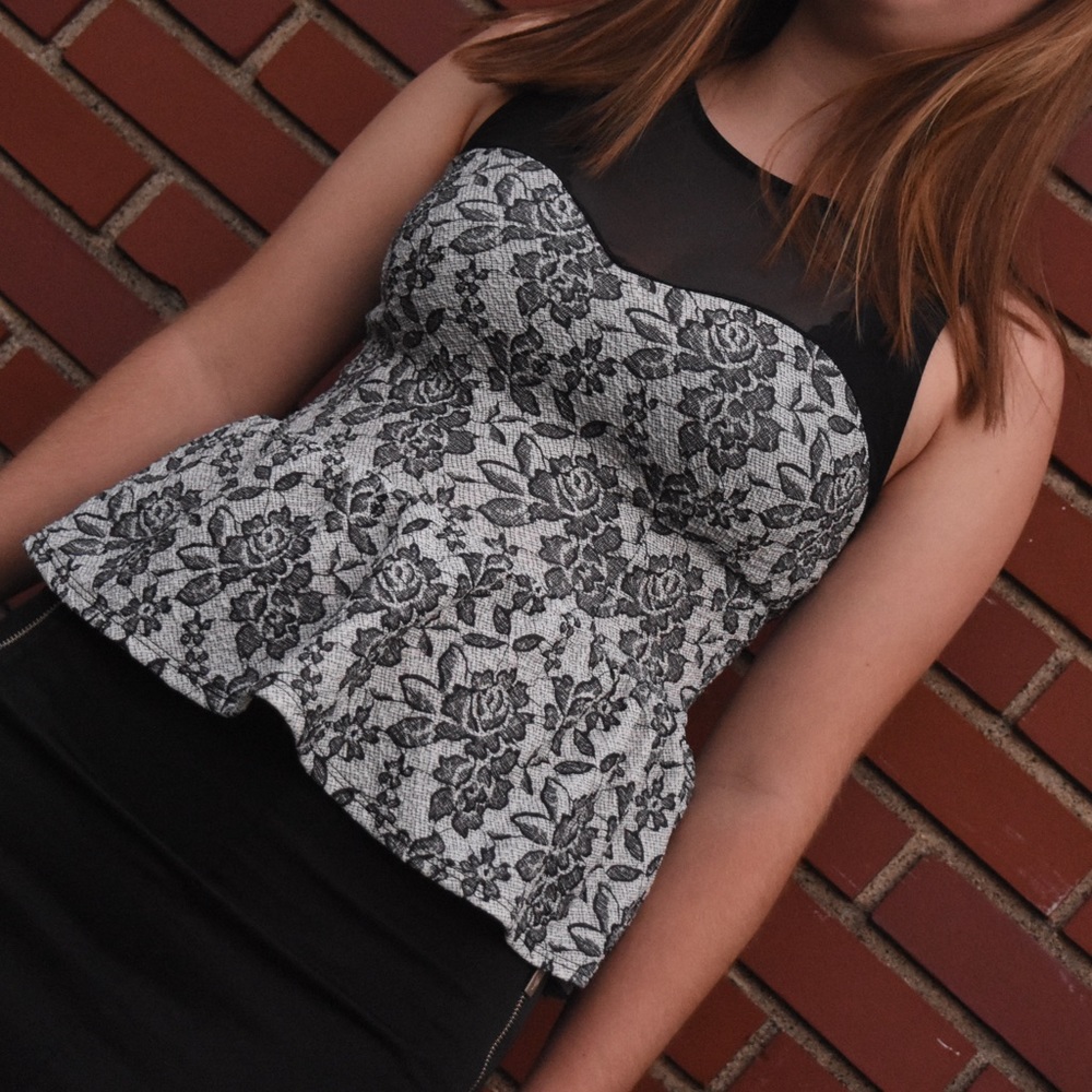 Floral peplum top, size small